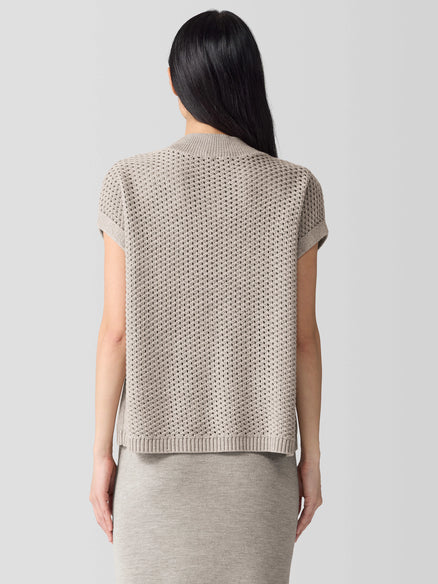 Eileen Fisher Merino Mock Neck Top in Regenerative Wool