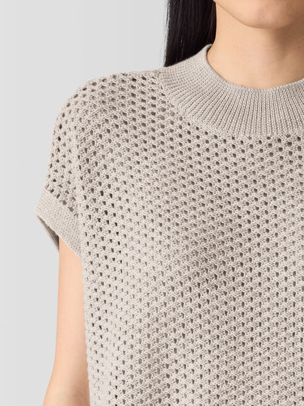 Eileen Fisher Merino Mock Neck Top in Regenerative Wool