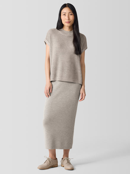 Eileen Fisher Merino Mock Neck Top in Regenerative Wool