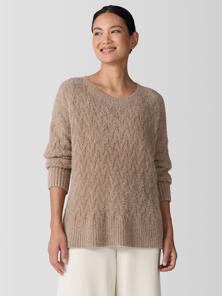 Eileen Fisher Fringed Organic Cotton Crew Neck Top