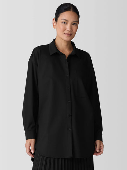 Eileen Fisher Lightweight Ponte Classic Collar Long Shirt