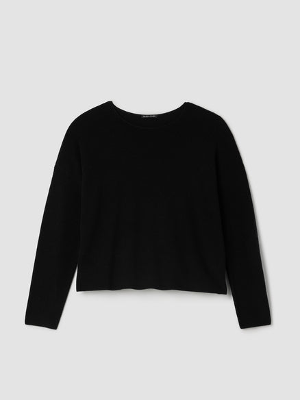 Eileen Fisher Merino Crew Neck Top in Regenerative Wool