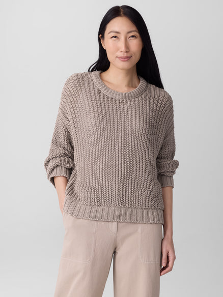 Eileen Fisher Peruvian Organic Cotton Cord Crew Neck Top