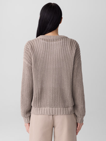 Eileen Fisher Peruvian Organic Cotton Cord Crew Neck Top