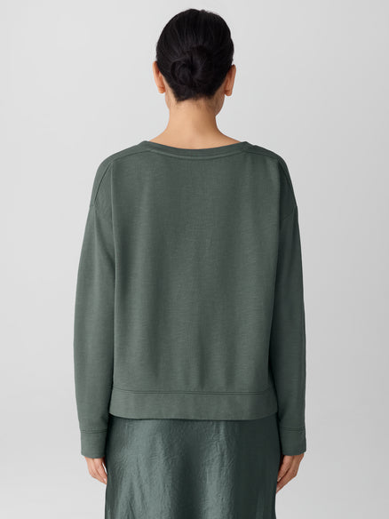 Eileen Fisher Garment-Dyed Organic Cotton Terry Box-Top