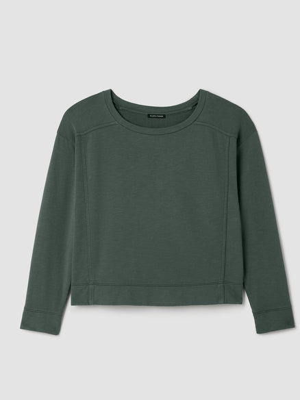 Eileen Fisher Garment-Dyed Organic Cotton Terry Box-Top
