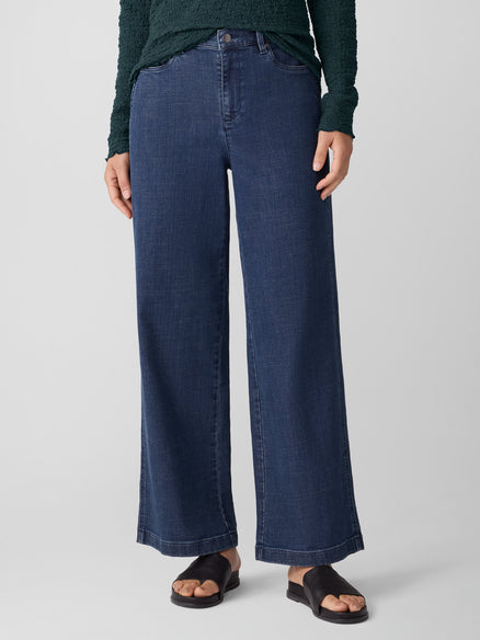 Eileen Fisher Cotton Stretch Denim Wide-Leg Jean