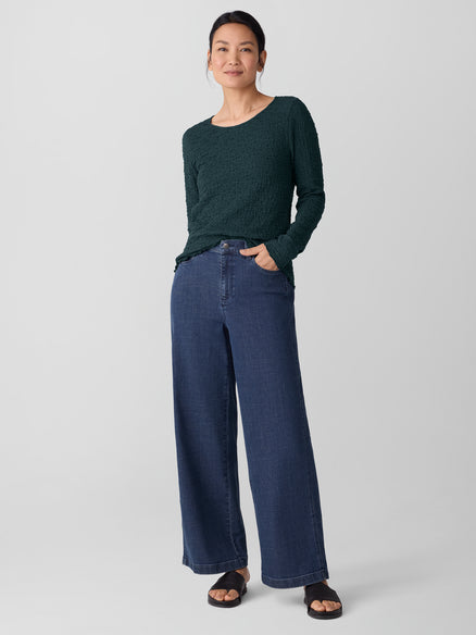 Eileen Fisher Cotton Stretch Denim Wide-Leg Jean