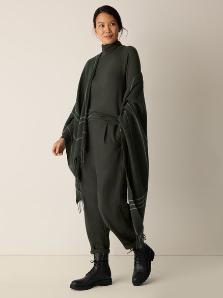 Eileen Fisher Sheer Cotton Blend Knit Turtleneck Top