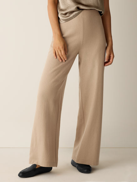 Eileen Fisher Felted Wool Jersey Wide-Leg Pant in Regenerative Wool