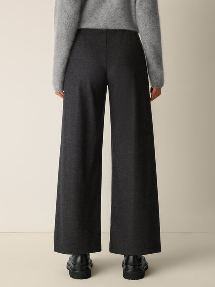 Eileen Fisher Mélange Boiled Wool Jersey Wide-Leg Pant in Regenerative Wool