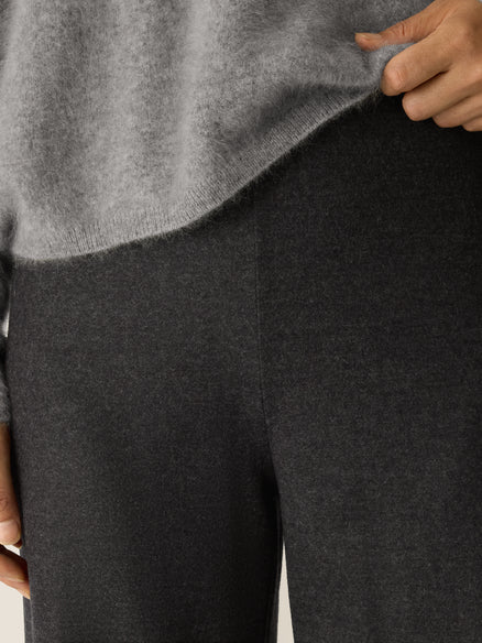 Eileen Fisher Mélange Boiled Wool Jersey Wide-Leg Pant in Regenerative Wool