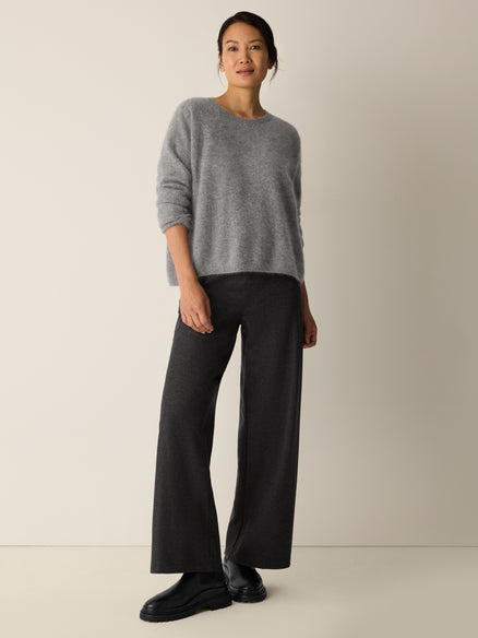 Eileen Fisher Mélange Boiled Wool Jersey Wide-Leg Pant in Regenerative Wool
