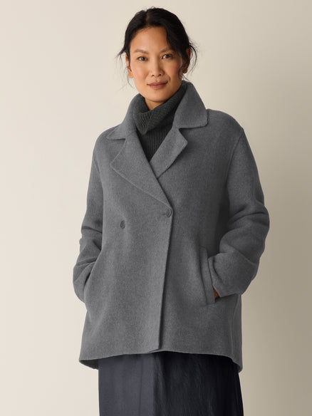 Eileen Fisher Doubleface Wool Cloud Short Coat