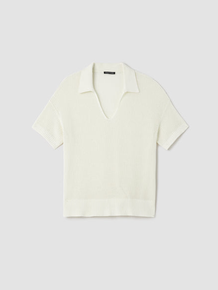 Eileen Fisher Cotton Silk Cord Split Neck Top