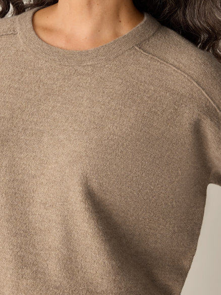 Eileen Fisher Fine Felted Wool Crew Neck Short Top in Regenerative Wool