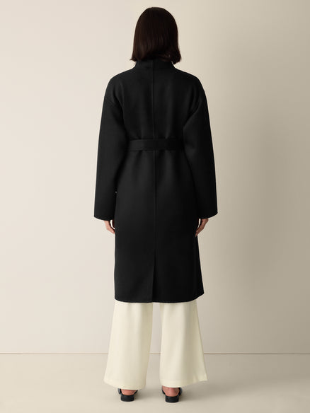Eileen Fisher Lustrous Wool High Collar Coat