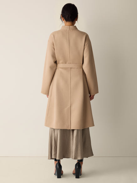 Eileen Fisher Lustrous Wool High Collar Coat
