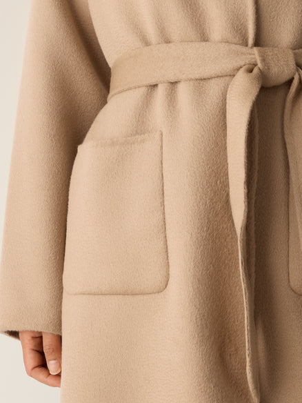 Eileen Fisher Lustrous Wool High Collar Coat