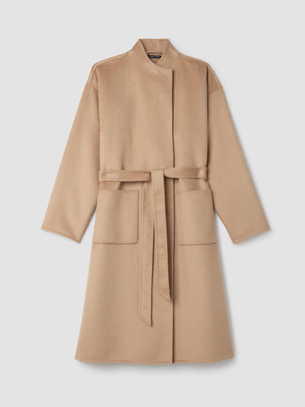 Eileen Fisher Lustrous Wool High Collar Coat