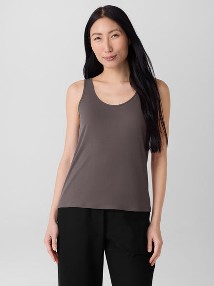 Eileen Fisher Stretch Silk Jersey Scoop Neck Tank