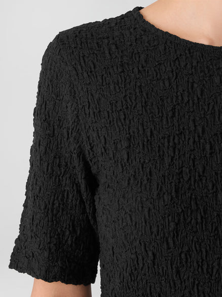 Eileen Fisher Bubble Jacquard Crew Neck Top
