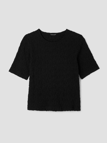 Eileen Fisher Bubble Jacquard Crew Neck Top