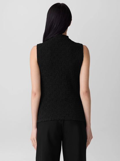 Eileen Fisher Bubble Jacquard Funnel Neck Top