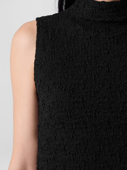 Eileen Fisher Bubble Jacquard Funnel Neck Top