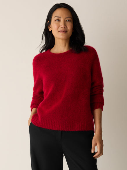 Eileen Fisher Cashmere Silk Boucle Bliss Crew Neck Top