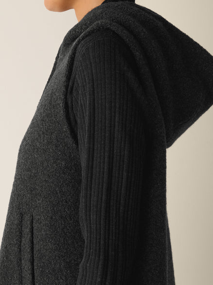 Eileen Fisher Cozy Recycled Wool Boucle Hooded Vest