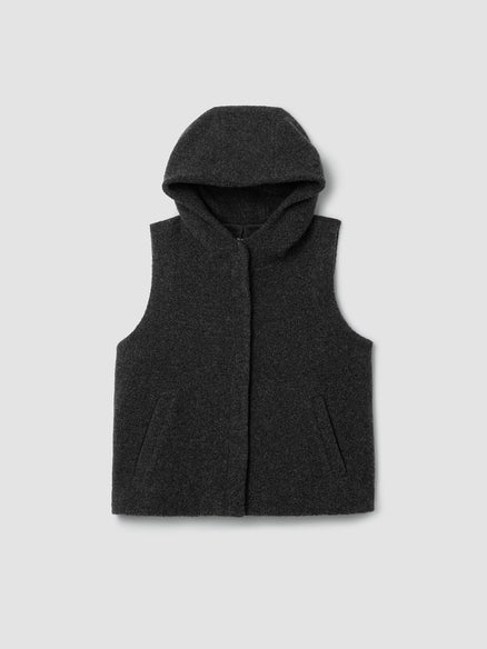 Eileen Fisher Cozy Recycled Wool Boucle Hooded Vest