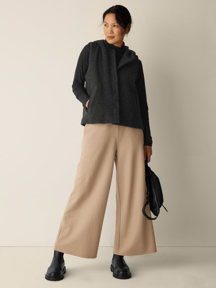 Eileen Fisher Cozy Recycled Wool Boucle Hooded Vest