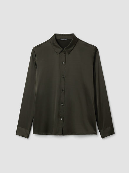 Eileen Fisher Stretch Silk Charmeuse Classic Collar Shirt