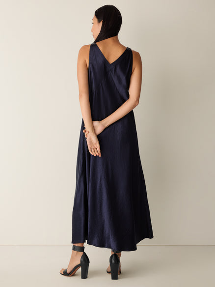 Eileen Fisher Textured Satin V-Neck Dress