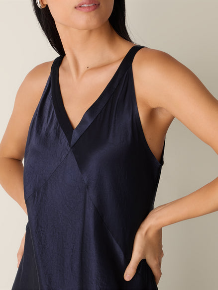Eileen Fisher Textured Satin V-Neck Dress