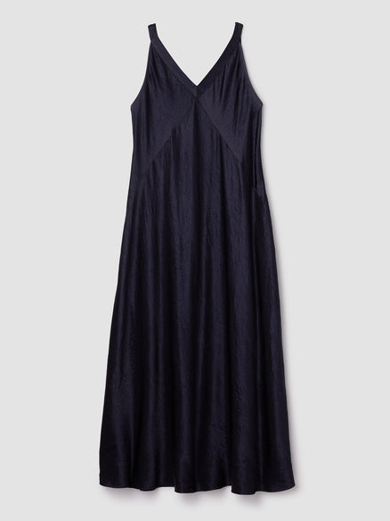Eileen Fisher Textured Satin V-Neck Dress