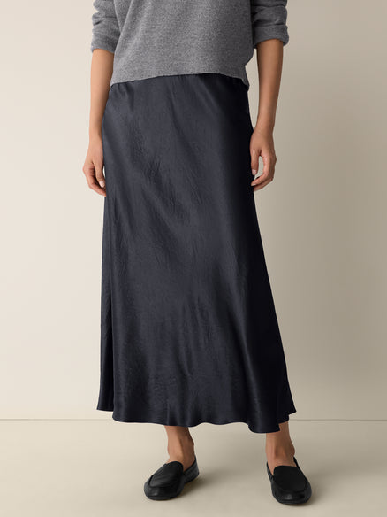 Eileen Fisher Textured Satin Slip Skirt