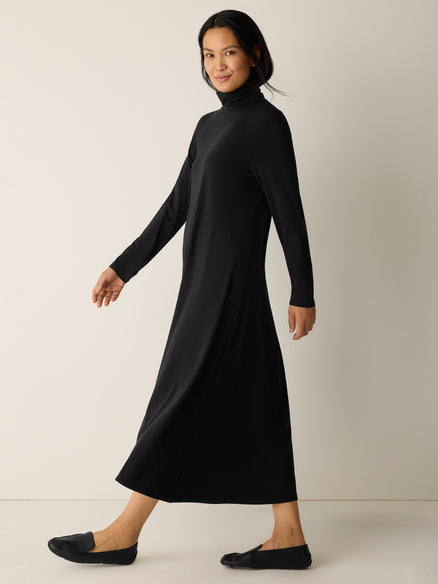 Eileen Fisher Stretch Jersey Knit Turtleneck Dress