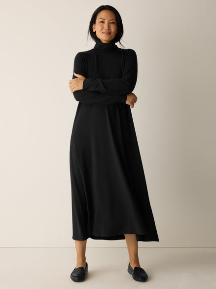 Eileen Fisher Stretch Jersey Knit Turtleneck Dress