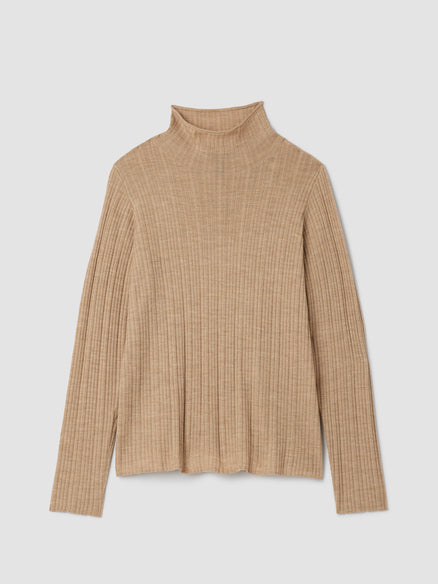 Eileen Fisher Superfine Merino Turtleneck Top in Regenerative Wool