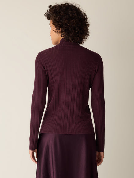 Eileen Fisher Superfine Merino Turtleneck Top in Regenerative Wool