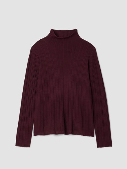 Eileen Fisher Superfine Merino Turtleneck Top in Regenerative Wool