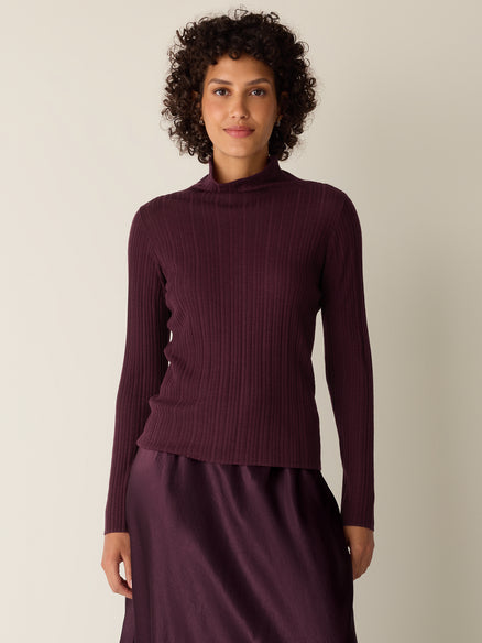 Eileen Fisher Superfine Merino Turtleneck Top in Regenerative Wool