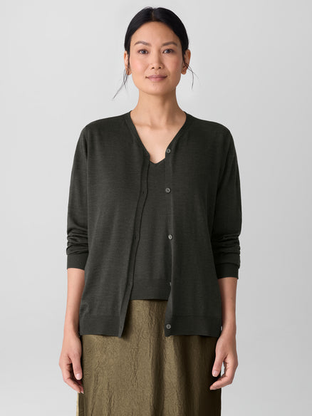 Eileen Fisher Superfine Merino Cardigan in Regenerative Wool