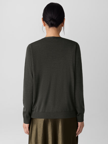 Eileen Fisher Superfine Merino Cardigan in Regenerative Wool