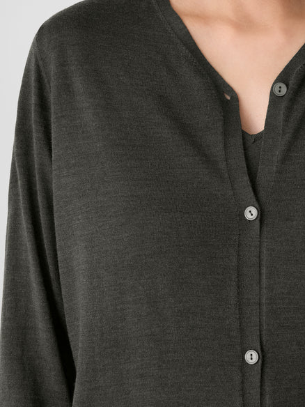 Eileen Fisher Superfine Merino Cardigan in Regenerative Wool