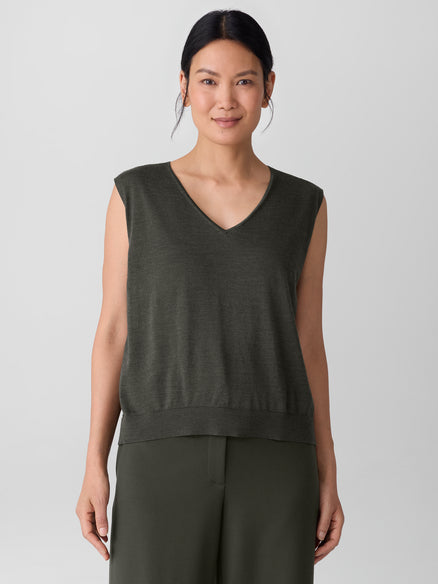 Eileen Fisher Superfine Merino Vest in Regenerative Wool
