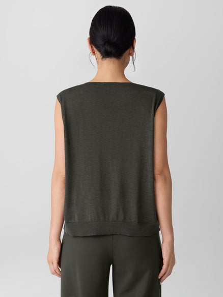 Eileen Fisher Superfine Merino Vest in Regenerative Wool