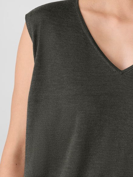Eileen Fisher Superfine Merino Vest in Regenerative Wool
